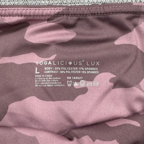 Yogalicious Lux Camo Print High-Waisted Biker Shorts Size Large Pink Athletic - Picture 6 of 11